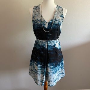 F21 sleeveless watercolor dress, blue & white